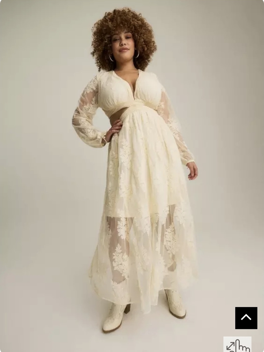Torrid Ivory Lace Boho Long Sleeve Maxi Dress